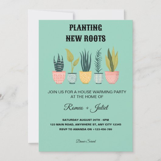 Planting New Roots Homewarming Invitation Kaart (Voorkant)