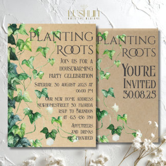 Planting Roots Housewarming Groene Welkom Feest Kaart