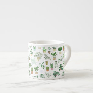 Plantita House Planten and Pots Pattern Canvas tas Espresso Kop