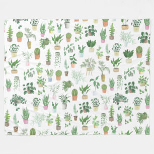 Plantita House Planten and Pots Pattern Canvas tas Fleece Deken