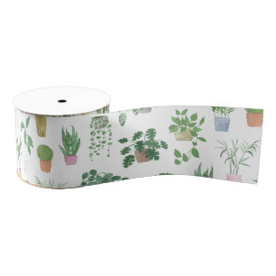 Plantita House Planten and Pots Pattern Canvas tas Grosgrain Lint