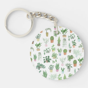 Plantita House Planten and Pots Pattern Canvas tas Sleutelhanger