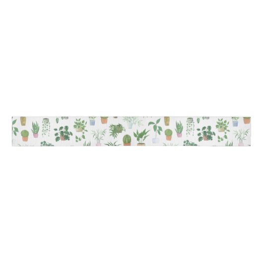 Plantita House Planten and Pots Pattern Grosgrain Lint (Voorkant)