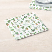 Plantita House Planten and Pots Pattern Kartonnen Onderzetters (Schuin)