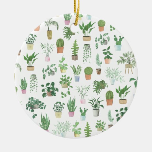 Plantita House Planten and Pots Pattern Keramisch Ornament (Voorkant)