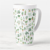 Plantita House Planten and Pots Pattern Latte Mok (Rechterhoek)