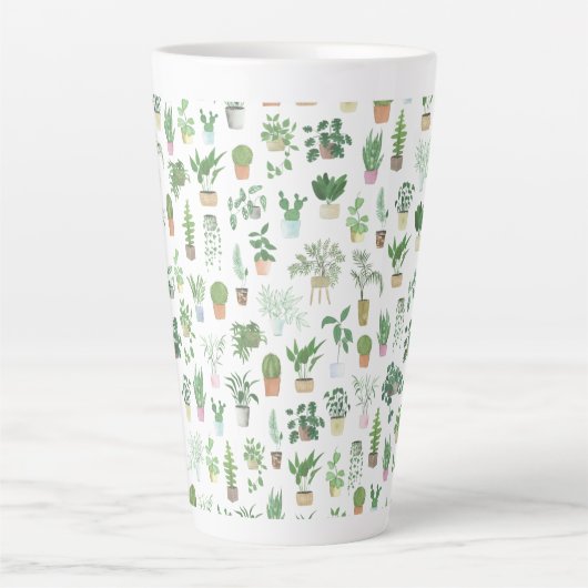 Plantita House Planten and Pots Pattern Latte Mok (Voorkant)