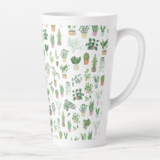 Plantita House Planten and Pots Pattern Latte Mok