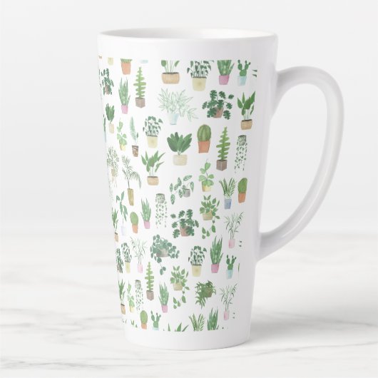 Plantita House Planten and Pots Pattern Latte Mok (Rechts)