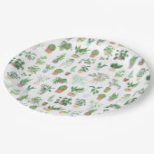 Plantita House Planten and Pots Pattern Papieren Bordje (Gekanteld)