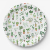 Plantita House Planten and Pots Pattern Papieren Bordje (Voorkant)