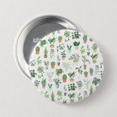 Plantita House Planten and Pots Pattern Ronde Button 7,6 Cm (Voorkant /achterkant)
