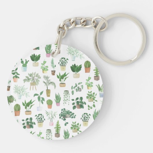 Plantita House Planten and Pots Pattern Sleutelhanger (Achterkant)