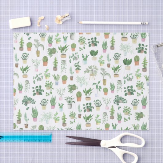 Plantita House Planten and Pots Pattern Tissuepapier (Craft)
