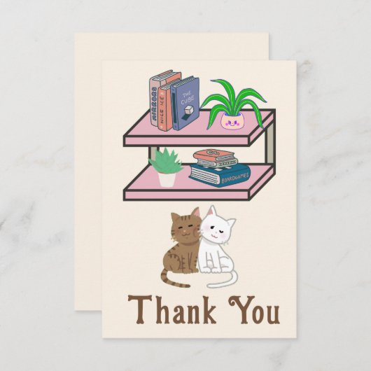 Plants, Cats And Books - Bookish Cat Aesthetic Bedankkaart (Voorkant / Achterkant)