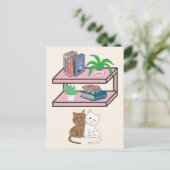 Plants, Cats And Books - Bookish Cat Aesthetic Briefkaart (Staand voorkant)