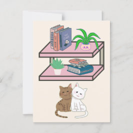 Plants, Cats And Books - Bookish Cat Aesthetic Briefkaart