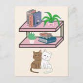 Plants, Cats And Books - Bookish Cat Aesthetic Briefkaart (Voorkant)