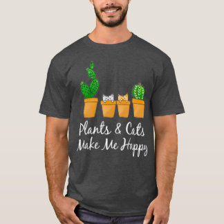 Plants  Cats Make Me Happy Catcus Cactus Mom T-shirt