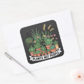 Plants Not People | Funny Introvert Gardener  Vierkante Sticker (Envelop)
