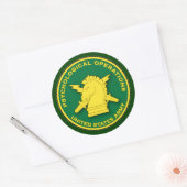 Plaque-afbeelding bij psychologische operaties ronde sticker (Envelop)