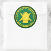 Plaque-afbeelding bij psychologische operaties ronde sticker (Tas)