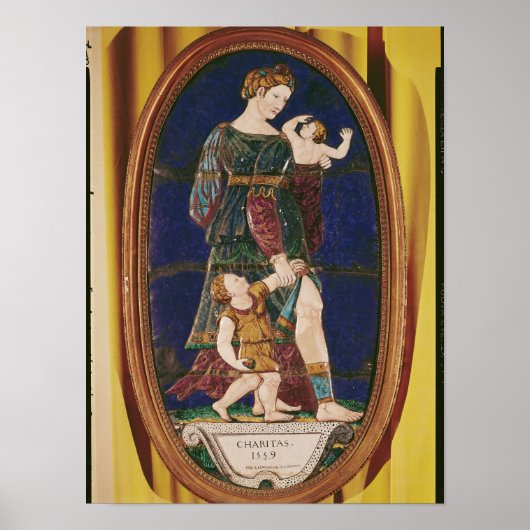 Plaque depicting Charity, Limousin, 1559 Poster (Voorkant)