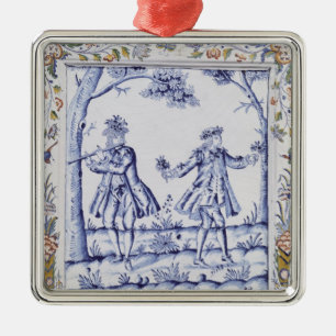 Plaque die een scène van "de Magische Flute" schi Metalen Ornament