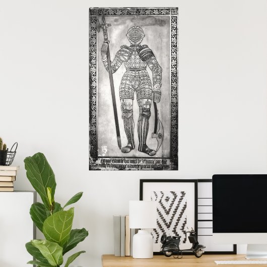 Plaque met afbeelding van de harnas van Joan of Ar Poster (Thuiskantoor)