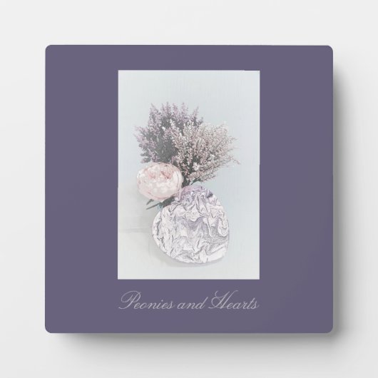 Plaque met Easel Pioenrozen en Harten Fotoplaat (Voorkant)