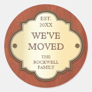 Plaque Moving Announcement Ronde Sticker