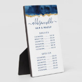 Plaque Navy Blue and Gold Waterverf Price Menu Fotoplaat (Zijkant)