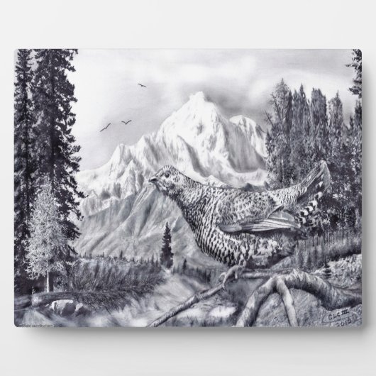 Plaque Quail en Mountains Fotoplaat (Voorkant)