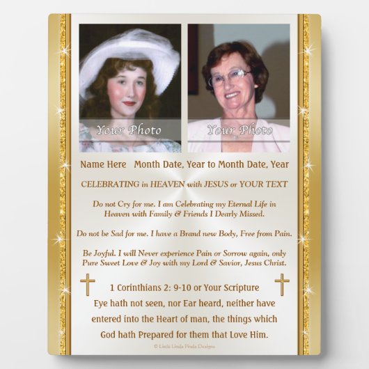 Plaque tabletop met Easel Fotoplaat (Voorkant)