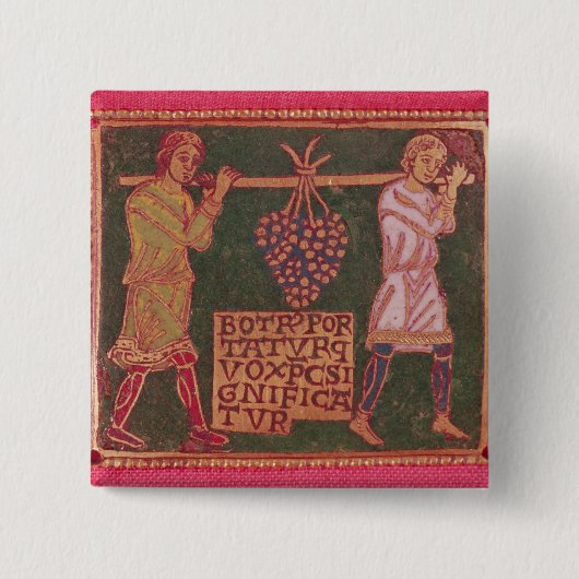 Plaque uit een kruis vierkante button 5,1 cm (Voorkant)