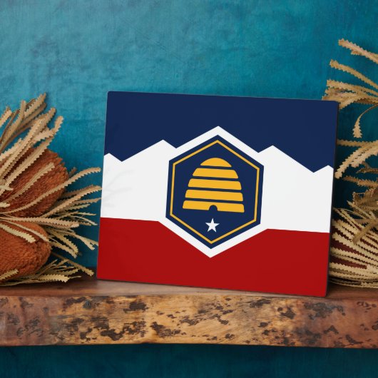 Plaque with flag of Utah State, USA Fotoplaat (Zijkant)