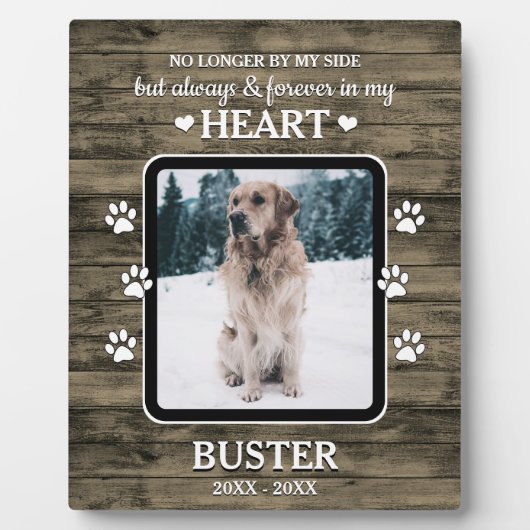 Plaquette ter nagedachtenis aan huisdier met rusti fotoplaat (Voorkant)