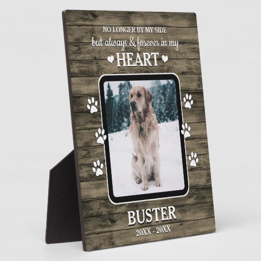 Plaquette ter nagedachtenis aan huisdier met rusti fotoplaat (Zijkant)