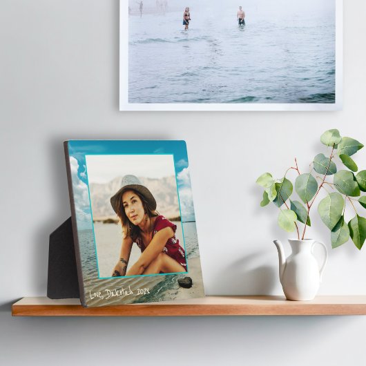 Plaquette voor staand fotolijst aan de waterkant fotoplaat
