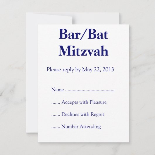 Plasma magen bar/bat mitswa RSVP (Achterkant)