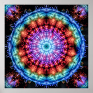 Plasmagoria - Psychdelische Tie Dye Mandala Poster