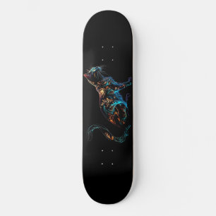 Plasmakat op zwart in trillende kleuren persoonlijk skateboard