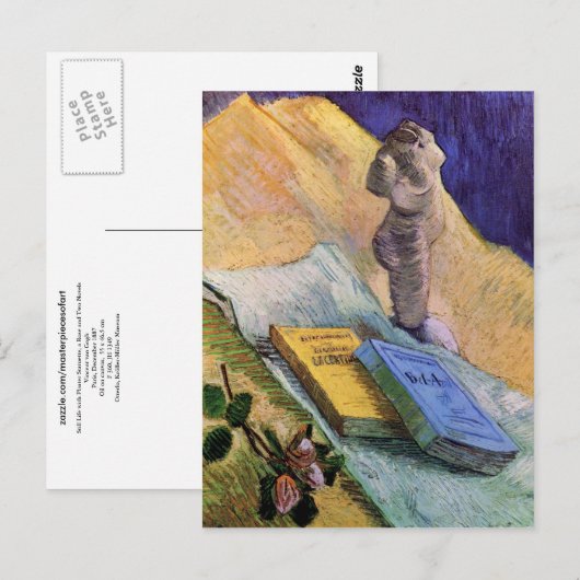 Plaster Statuette Roos 2 Novels Van Gogh Fine Art Briefkaart (Voorkant / Achterkant)