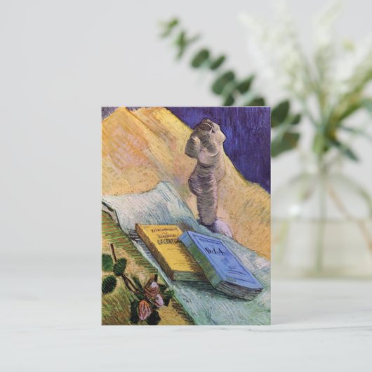 Plaster Statuette Roos en Novels Vincent van Gogh (Staand voorkant)