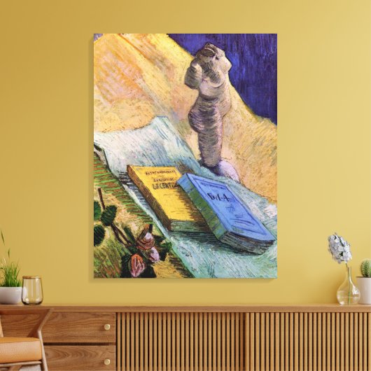 Plaster Statuette Roos en Novels Vincent van Gogh Canvas Afdruk (Insitu (Woonkamer))