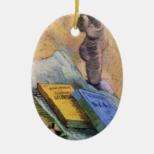 Plaster Statuette Roos en Novels Vincent van Gogh Keramisch Ornament (Voorkant)