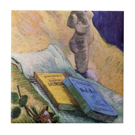 Plaster Statuette Roos en Novels Vincent van Gogh Tegeltje (Voorkant)