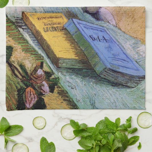 Plaster Statuette Roos en Novels Vincent van Gogh Theedoek (Gevouwen)