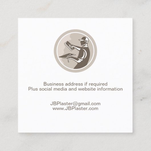 Plasterer Masonry Drywall Vierkante Visitekaartje (Achterkant)