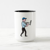 Plasterer Masonry Worker Trowel Cartoon Mok (Midden)